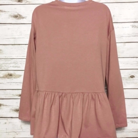 Peach Pink Long Sleeve Peplum Top by Zara Trafaluc - Picture 4 of 8